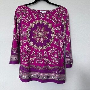 Charter Club Women’s Top Elegant Purple Boho Size Medium